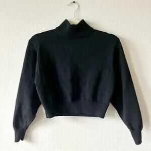 WILFRED FREE Artizia Black Cropped Turtleneck 100% wool sweater Women’s Size 2XS